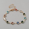 Brass Rhinestone Link Bracelets for Women BJEW-WH0014-101-1
