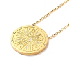 304 Stainless Steel Flat Round Pandant Necklace for Women NJEW-O126-01G-03-4