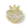Rack Plating Brass Micro Pave Clear Cubic Zirconia Beads KK-A220-09G-1