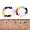 Adjustable Natural Mixed Gemstone Bead Stretch Finger Rings RJEW-N056-01-5