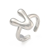 Brass Letter Open Cuff Rings for Women RJEW-G313-01V-P-1