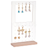 Transparent Acrylic Vertical Earring Display Stands with Wooden Base EDIS-WH0021-48A-1