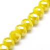 Electroplate Opaque Solid Color Crystal Glass Rondelle Beads Strands EGLA-F047A-14AB-3