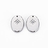 304 Stainless Steel Micro Pave Clear Cubic Zirconia Charms STAS-N097-094P-NR-1