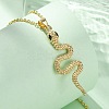Brass Micro Pave Green Cubic Zirconia Snake Pendant Necklaces NJEW-S438-02E-G-3
