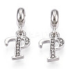 Platinum Rack Plating Alloy Rhinestone European Dangle Charms PALLOY-T048-36P-P-1