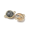 Brass Pave Natural Yellow Opal Faceted Flat Round Connector Charms G-U028-04G-11-2