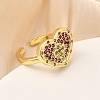 Brass Micro Pave Cubic Zirconia Cuff Rings for Women RJEW-F188-05G-5