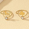 2Pcs 2 Styles Brass Crystal Rhinestone Butterfly Clover Cuff Toe Ring Sets FS-WG20A77-03-2