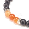 4Pcs 4 Style Natural Lava Rock & Mixed Stone Braided Bead Bracelets Set for Women BJEW-TA00115-4