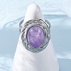 Oval Natural Amethyst Finger Rings RJEW-M063-01P-16-2