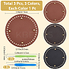 3Pcs 3 Colors Flat Round PU Leather Knitting Crochet Bags Nail Bottom Shaper Pad DIY-CL0002-14-2
