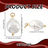 16Pcs Natural Keshi Pearl Flat Round Pendants PALLOY-BC00004-2