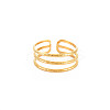 Ion Plating(IP) 304 Stainless Steel Triple Line Open Cuff Ring for Women X-RJEW-S405-232G-1