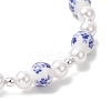 Handmade Flower Printed Porcelain Ceramic Beads Stretch Bracelets for Women BJEW-JB12208-4