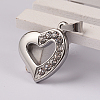 Heart 304 Stainless Steel Rhinestone Pendants STAS-M232-03P-1