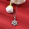 Christmas Snowflake Brass Micro Pave Cubic Zirconia Pendants Necklaces NJEW-L468-01P-A01-2