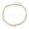 Colorful Glass Seed Beaded Initial Pendant Double Layer Necklaces QS3881-5-1