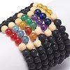 7Pcs 7 Style Natural Lava Rock & Wood  Beads & Mixed Gemstone Braided Bead Bracelets Set BJEW-JB08836-5