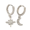 Clear Cubic Zirconia Star & Moon Asymmetrical Earrings MOST-PW0001-064P-1