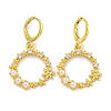 Rack Plating Flower Ring Brass Pave Clear Cubic Zirconia Hoop Earrings for Women EJEW-G410-54G-1