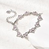 Heart Brass Micro Pave Cubic Zirconia Link Chain Bracelets BJEW-L715-01P-02-2