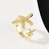 Brass Open Cuff Rings for Women RJEW-R032-05G-2
