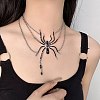 Alloy Jet Rhinestone Halloween Spider Pendant 3 Layer Choker Necklaces for Women NJEW-P336-01P-1