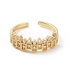 Clear Cubic Zirconia Rectangle Open Cuff Ring RJEW-G283-09G-2