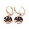 Hollow Out Smiling Face Enamel Hoop Earrings for Women LS-EJEW-G304-01KCG-01-2