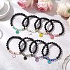 8Pcs 8 Colors Natural Lava Rock & Synthetic Moonstone Beads Stretch Bracelets BJEW-JB11566-1