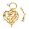 Brass Micro Pave Clear Cubic Zirconia Toggle Clasps KK-N254-80G-2