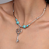 Alloy with Synthetic Turquoise Pendant Necklaces FS-WG9418F-01-3