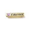 Mother's Day Brass Enamel Heart Word Mom Curved Tube Beads KK-C090-51G-03-1