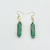 Aventurine Hexagon Handmade Copper Wire Wrapped Earrings Natural Stone Column Earrings ND6138-4-1