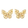 Rack Plating Brass with Cubic Zirconia Stud Earrings for Women EJEW-G394-06G-05-2