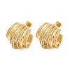 Rack Plating Brass Micro Pave Clear Cubic Zirconia Stud Earrings for Women EJEW-C125-27G-4