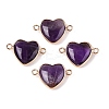 Natural Amethyst Love Heart Pendants G-T138-205A-G-1