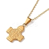 304 Stainless Steel Saint Benedict Cross Pendant Necklaces for Women NJEW-G187-03G-5