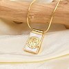 Brass Pave Shell Rectangle Saint Benedict Medal Pendants Necklaces for Women LS-NJEW-Z053-01G-01-1