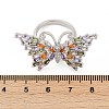 Butterfly Brass Micro Pave Colorful Cubic Zirconia Finger Rings for Women RJEW-G343-30P-01-5