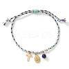 Natural Lapis Lazuli & Brass Charm Bracelets BU6372-3-1