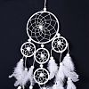 Native Style Five Rings Woven Net/Web with Feather Wall Hanging Decoration LS-HJEW-A002-02-2