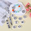 18Pcs 9 Style Flat Round with Word Food Grade Eco-Friendly Printed Silicone Focal Beads SIL-SZ0001-31-4