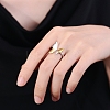 Two Tone Brass Butterfly Open Cuff Ring RJEW-B050-03-4