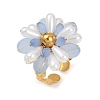 304 Stainless Steel Cuff Rings with Acrylic Pearl RJEW-V010-01G-3