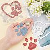 Heart & Pawprint Glitter Hotfix Rhinestone DIY-FG0002-29-3