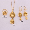 Teardrop Brass Pendant Necklace & Hoop Earrings & Finger Ring for Women FS-WGC4231-01-2