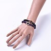 Natural Black Agate(Dyed) Bead and Natural Amethyst Bead Stretch Bracelet Sets BJEW-JB04298-05-4