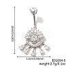 Brass Full Crystal Rhinestone Shiny Hollow Flower Ring Tassel Curved Barbell Belly Button Rings CT4144-5-2